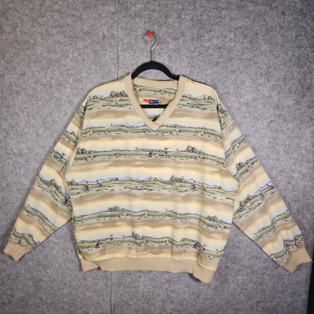 VTG Tail Mens Golf Course V-Neck Windshirt Sport Outdoors Retro Sz Large READ